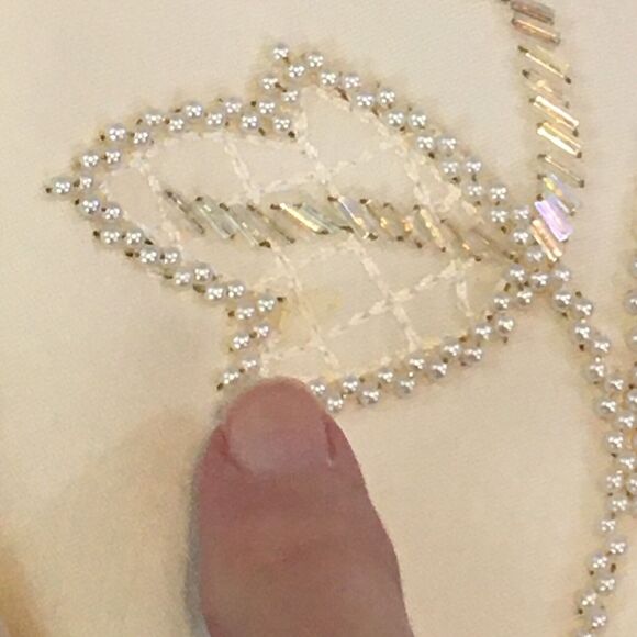 Albert Nipon Evening White Ivory Beaded Skirt Suit, Blazer, Leaves, 38‎ Chest, M - Picture 5 of 15